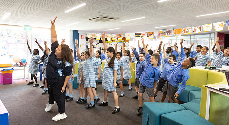 Sacred Heart Mt Druitt students in multipurpose space