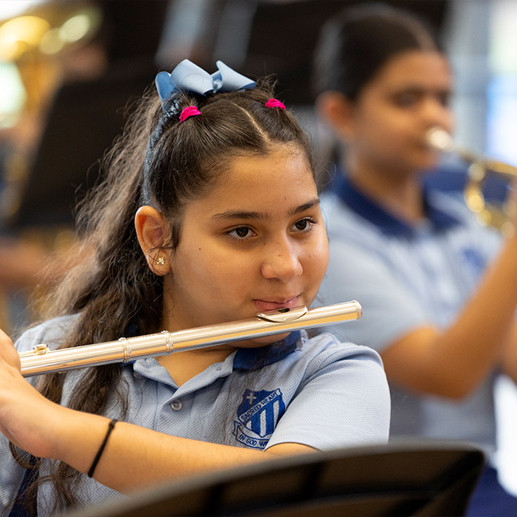 Student playing flute